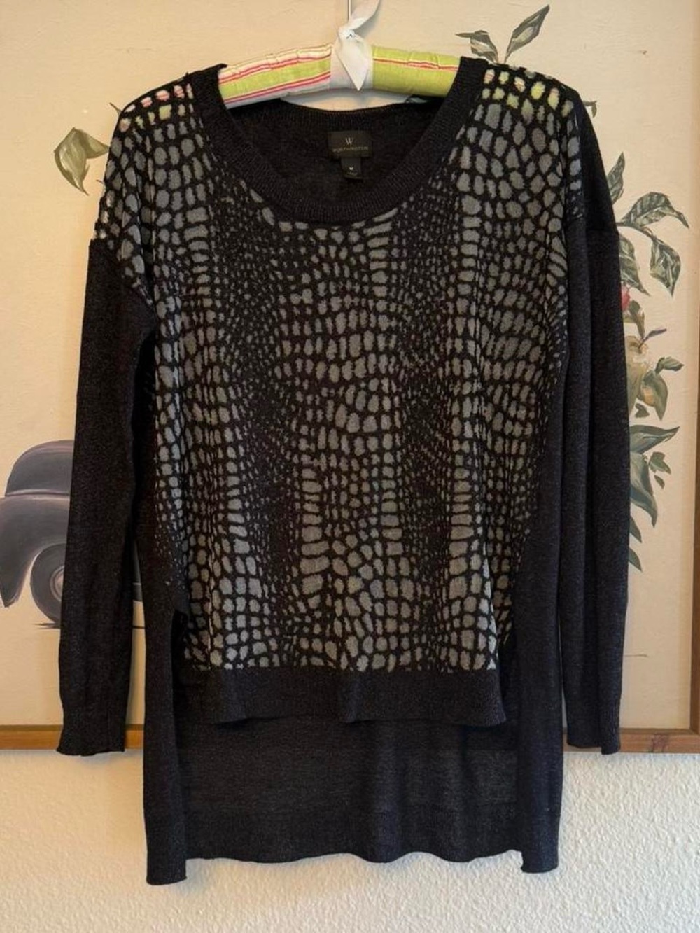 W By Worth Black Sheer Overlay Knit Sweater